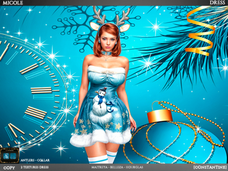 Second Life Marketplace - [JC CONSTANTINE] Micole Dress Blue - CHRISTMAS